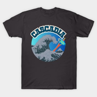 Cascadia. Retro Vintage Great Wave Noir Pacific Northwest Style T-Shirt